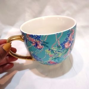 Lilly Pulitzer Ceramic Coffee Mug or Tea Cup, Cute Mug with Gold Handle